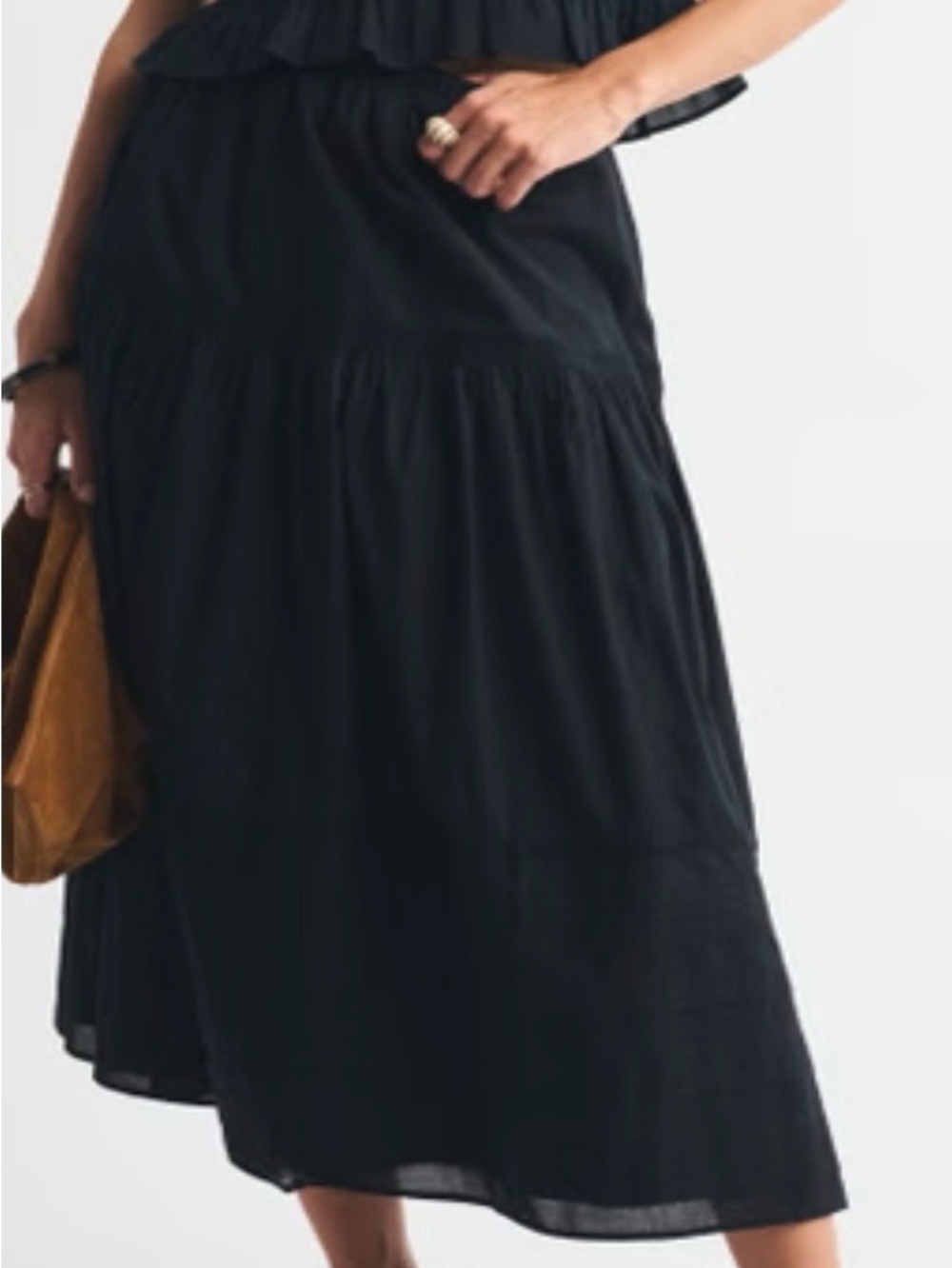 Abercrombie & Fitch Boho Black Poplin Tiered Maxi Skirt. Size XXS. EUC